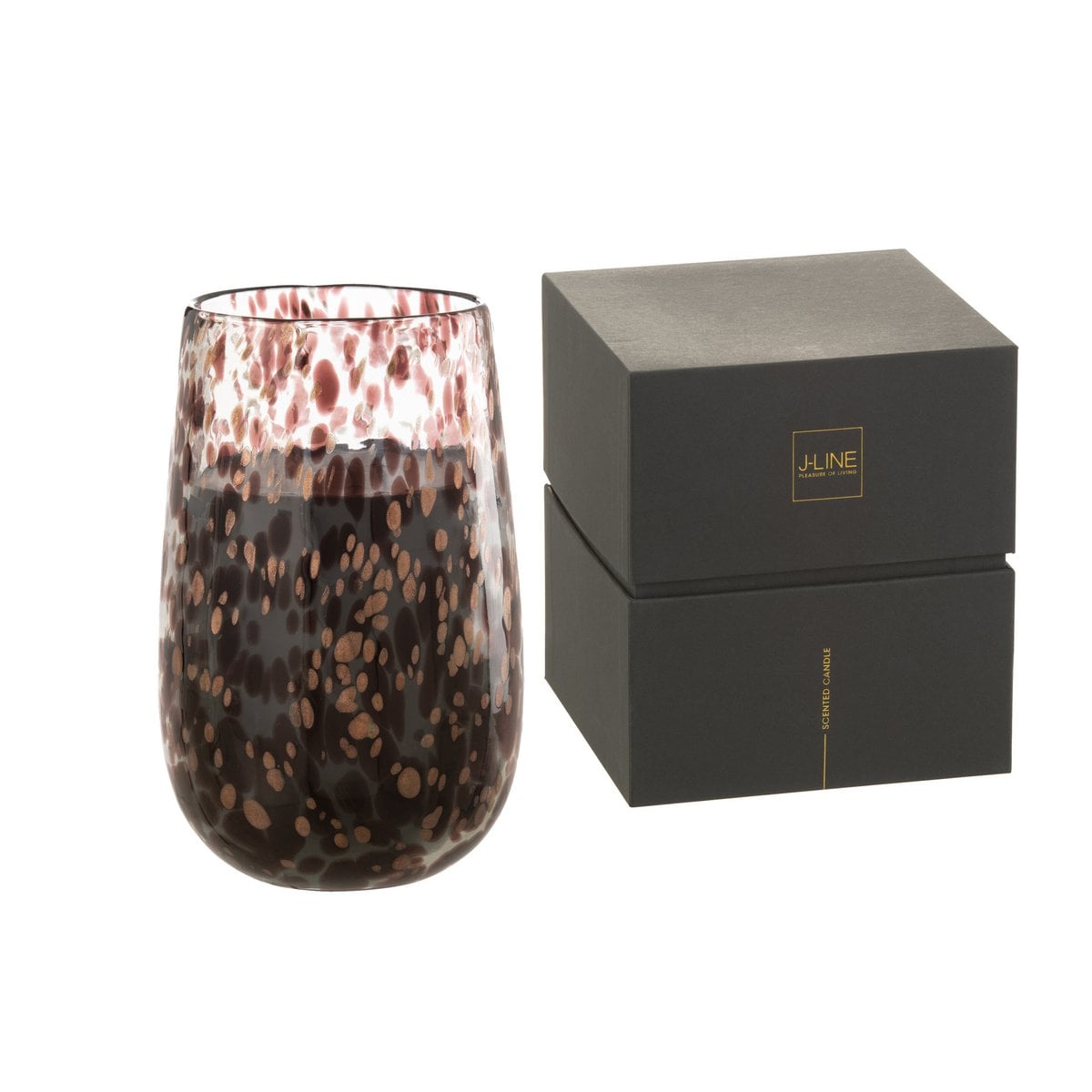 Bougie parfumée J-Line Mia en verre noir, vue de face