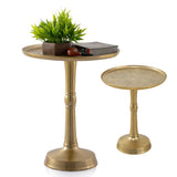 Table d'appoint métal autour de Ø 44x53 cm table décorative en 2 parties Adlon avec design en aluminium au milieu du pied