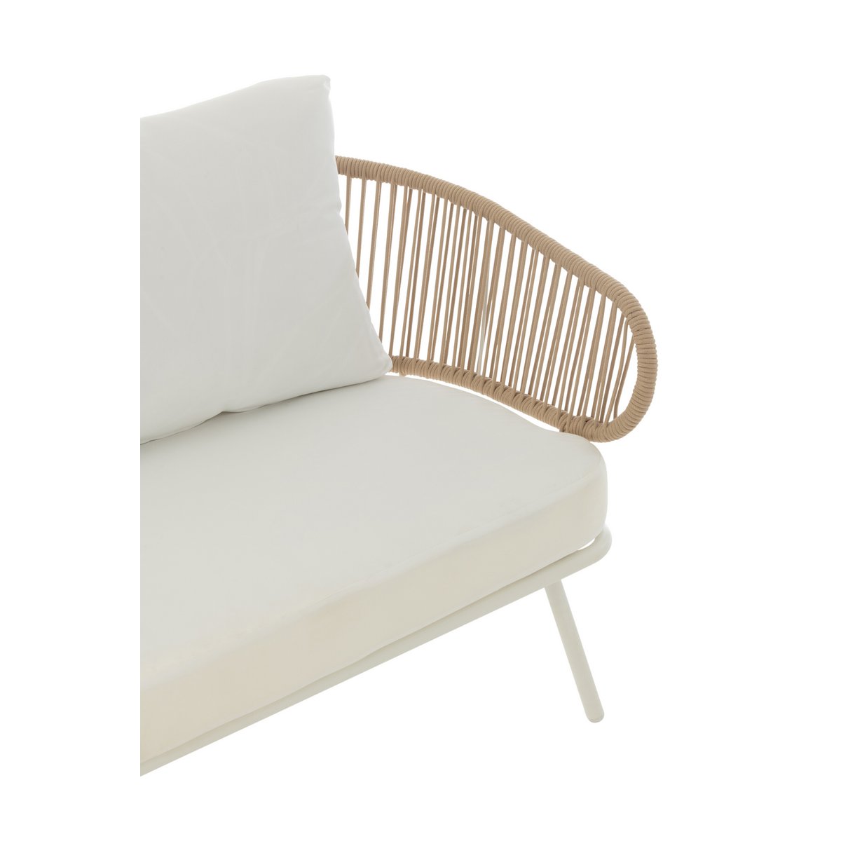 Canapé rotin métal J-Line, mise en scène extérieure