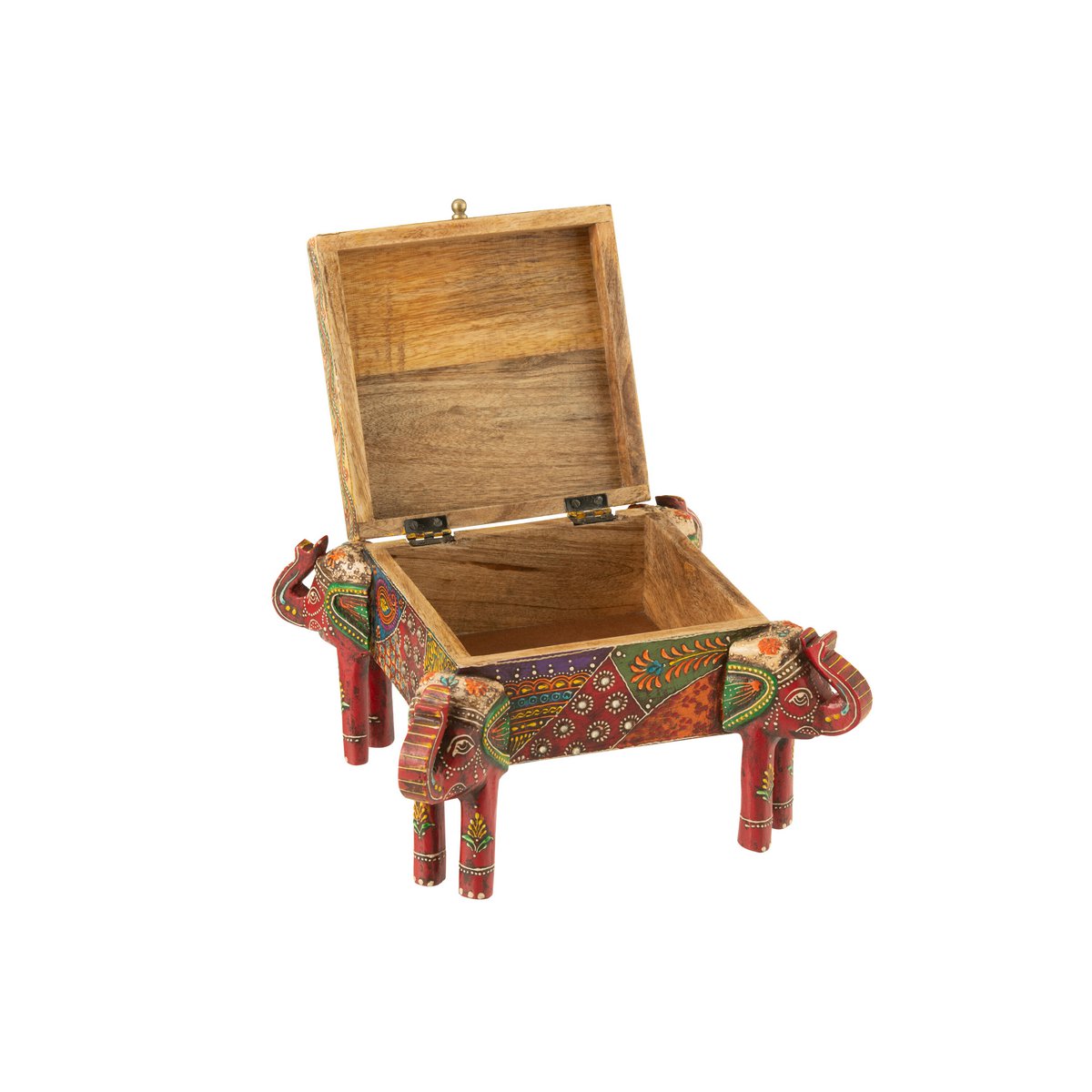 Box Élégante Éléphant J-Line en bois de manguier, vue de face