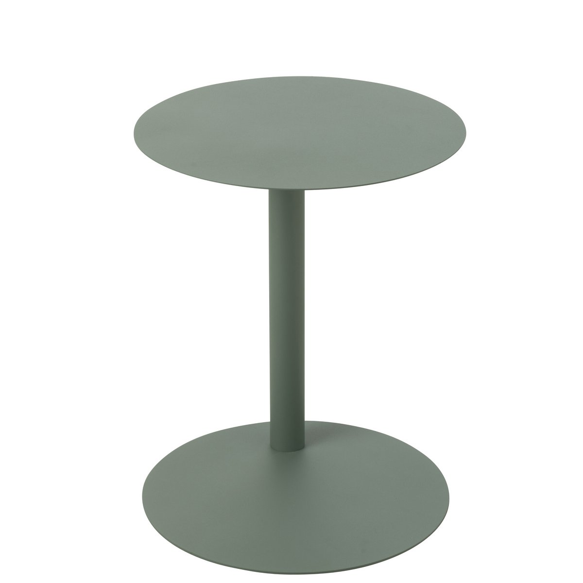 Table d'appoint J-Line ronde en métal vert, vue de face