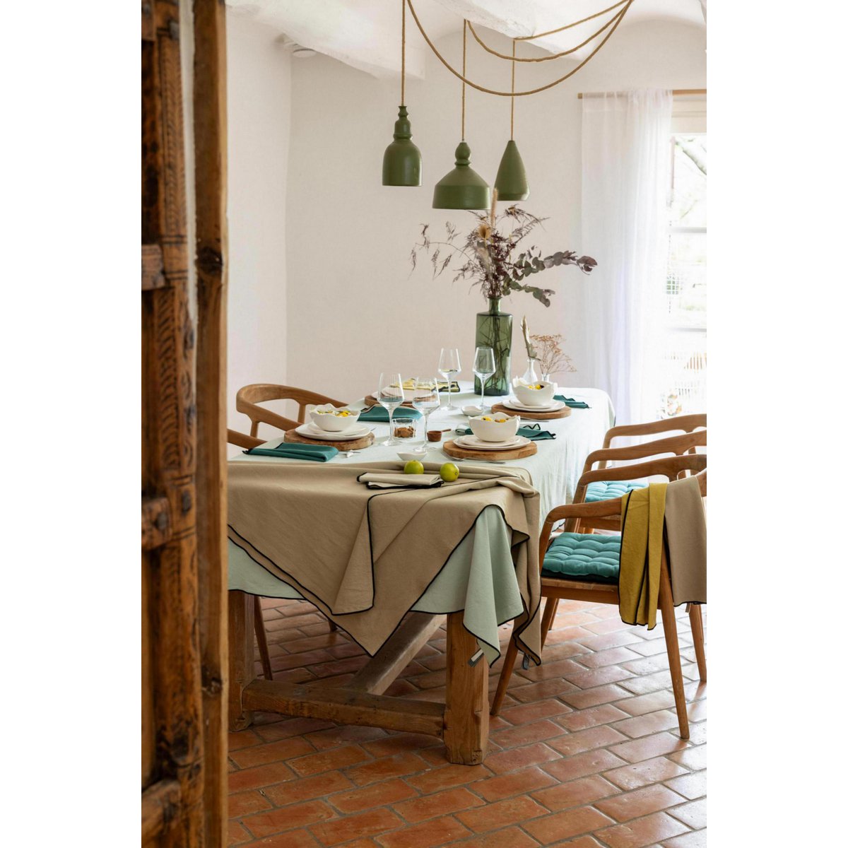 Nappe recyclée Grace Céladon 170 x 300