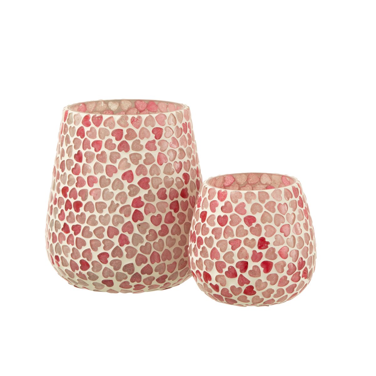 Bougeoir J-Line Hart Mosaic en rose sur une table élégante