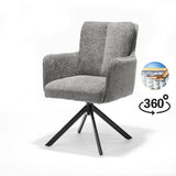 Fauteuil Alex Tissu Cremona %2385 Gris Clair - Structure rotative 360 noir A360