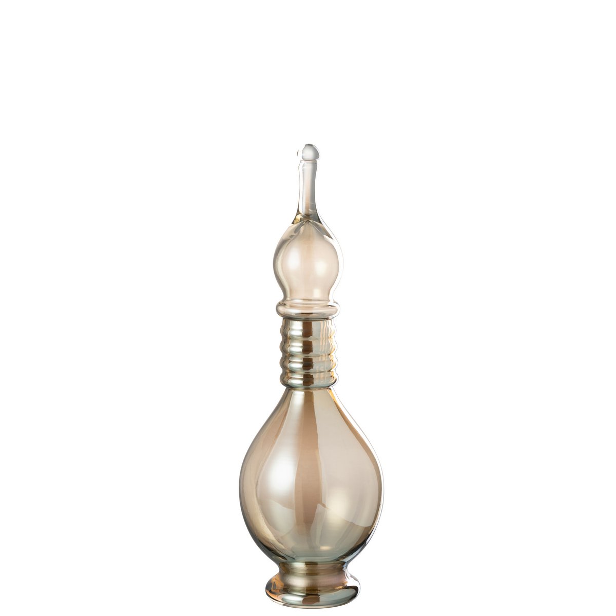 Vase J-Line en verre beige, présentation avec fleurs