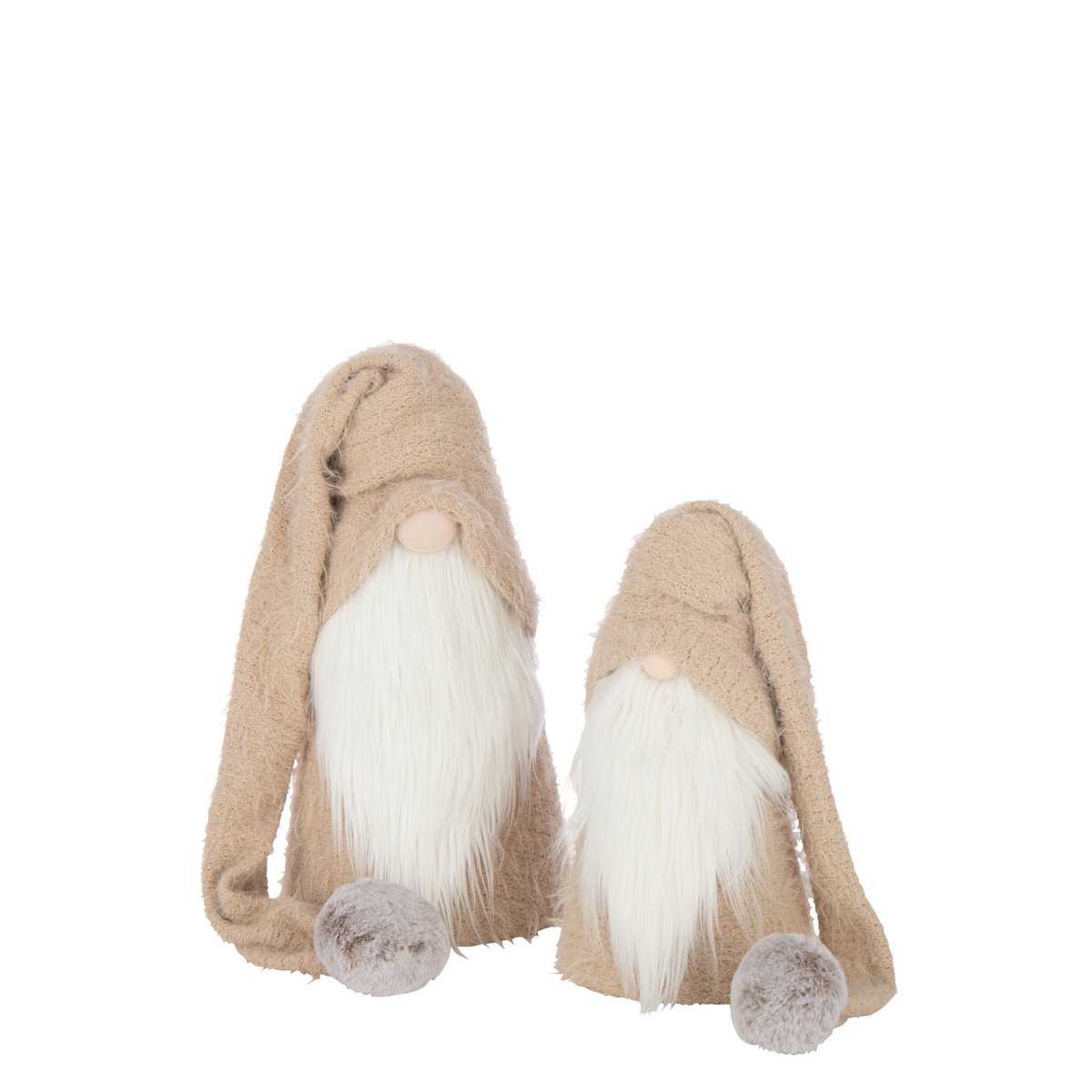 Figurine J-Line Père Noël Hiver en polyrésine blanc/beige, vue avant.
