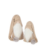 Figurine J-Line Père Noël Hiver en polyrésine blanc/beige, vue avant.