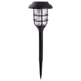 3 Set LED extérieur terre Spit de 34 cm de haut, brochette en plastique noir avec LED intégrée, lumière solaire pour l'extérieur