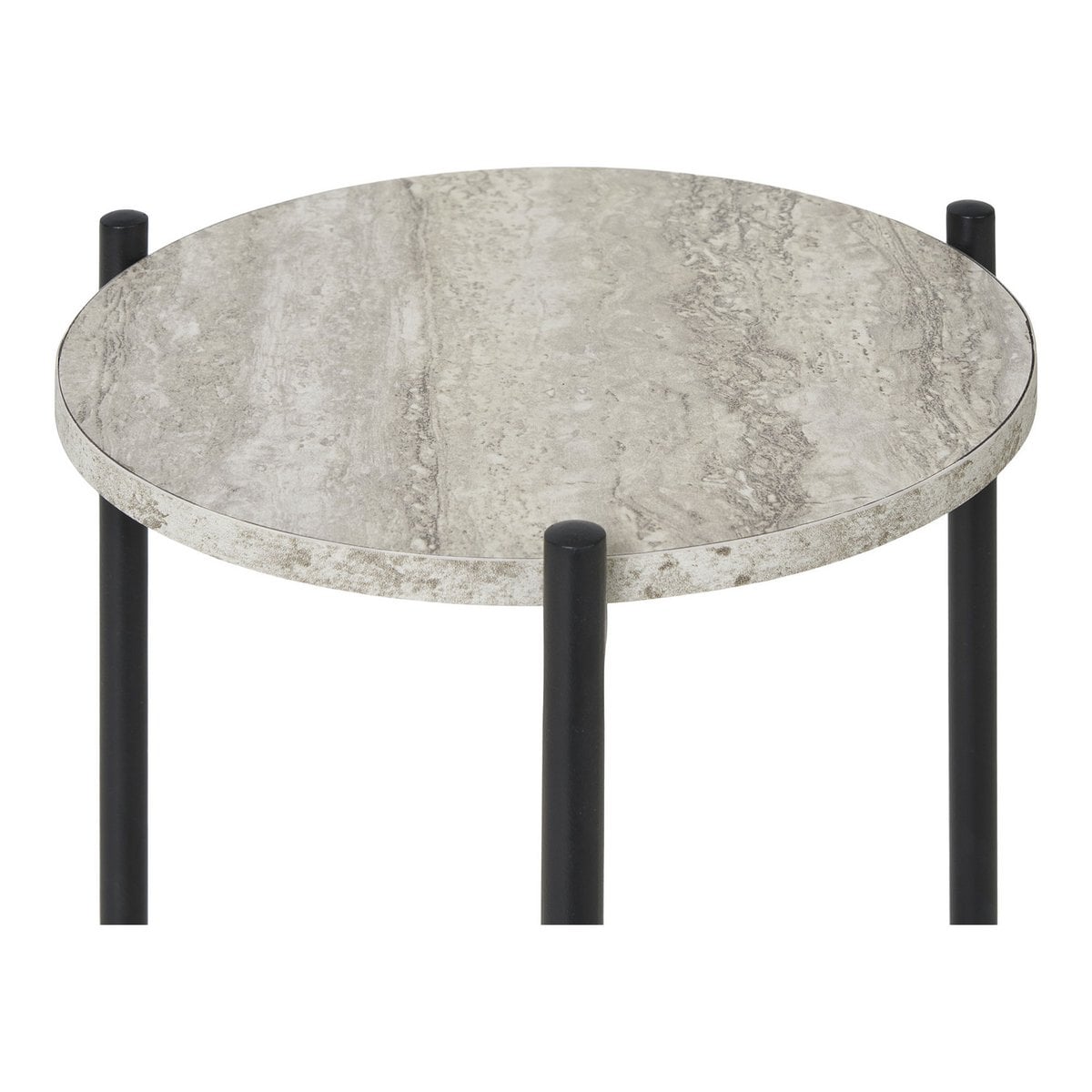 Vue latérale de la table d'appoint Leuven dans un salon moderne