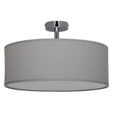 Plafonnage textile "New York", lampe de plafond classique avec des lames de texte en gris, avec une prise E27, une plafonnier de 40 cm de diamètre, adaptée à l'ensemble du salon