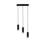 3 pendentif "Fridu" en métal en noir Matt, avec base GU10, 48 cm de long