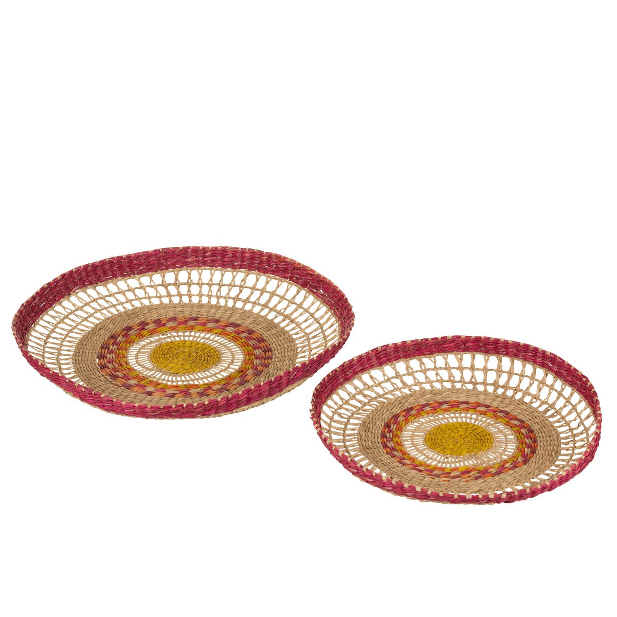Bols en osier J-Line - Set de 2 pièces, design multicolore