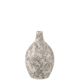 Vase Zen Rond J-Line en Porcelaine Blanc et Noir, vue de face