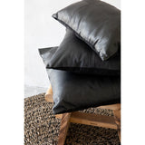 La Housse de Coussin en Cuir à Quatre Panneaux - Noir - 40x40