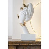 Support Papillons J-Line en poly blanc et or, vue de face