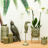 Ornement toucan en terre cuite vert