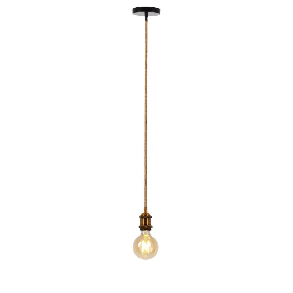 Lampe décorative "Ontario" MetalBaldachin "Ontario" fait de métal en alt et jute, version E27, éclairage pour le salon ou le bureau.