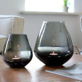 Vase soufflé en verre gris