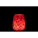 Détail de la mosaïque en verre rouge et rose de la lanterne J-Line