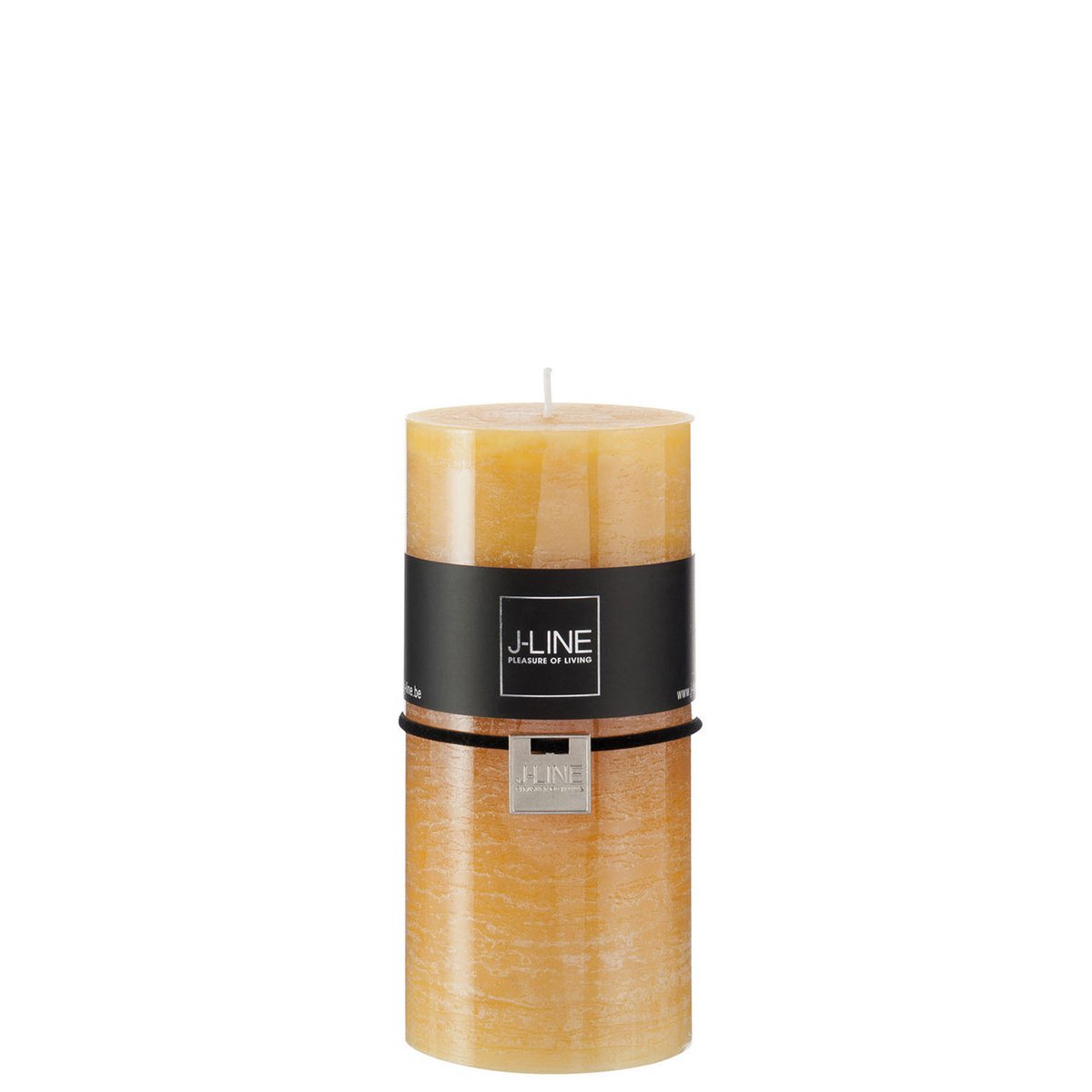 Bougie J-Line ocre, mise en scène dans un salon moderne