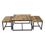 Table basse lot de 3 tables d'appoint structure métal Ontario