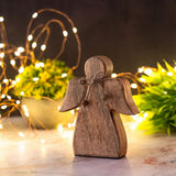 Decof Figure Angel Wooden Figure 15x13cm Master Box 36 Pieces de décoration de Noël Lucky Angel Wood Mango