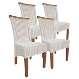Chaises de salle à manger Ensemble chaises de rotin Perth 4 pièces blancs de table de salle à manger chaises de panier durable
