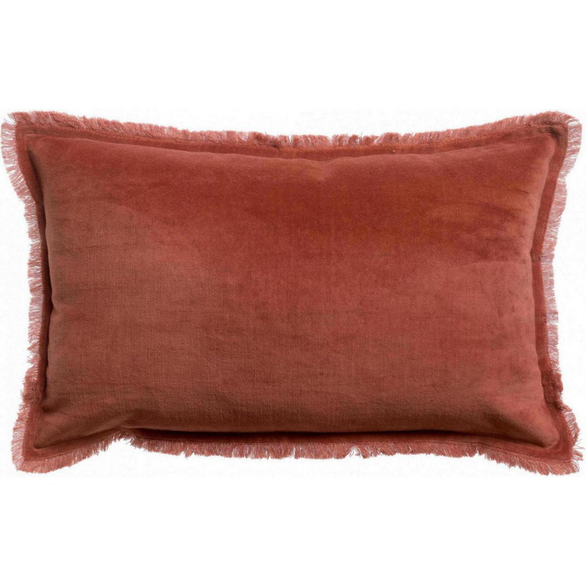 Coussin uni Fara Sienne en velours marron, 30 x 50 cm