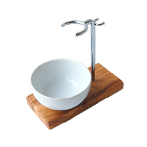Porte-brosse de rasage KLASSIK en bois d'olivier, vue de face