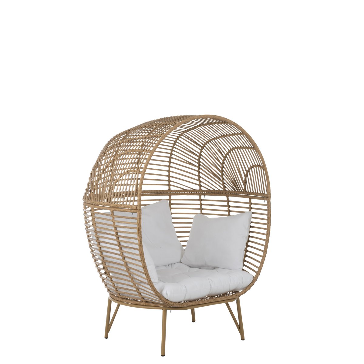 Chaise longue J-Line Ovale en métal naturel dans un jardin