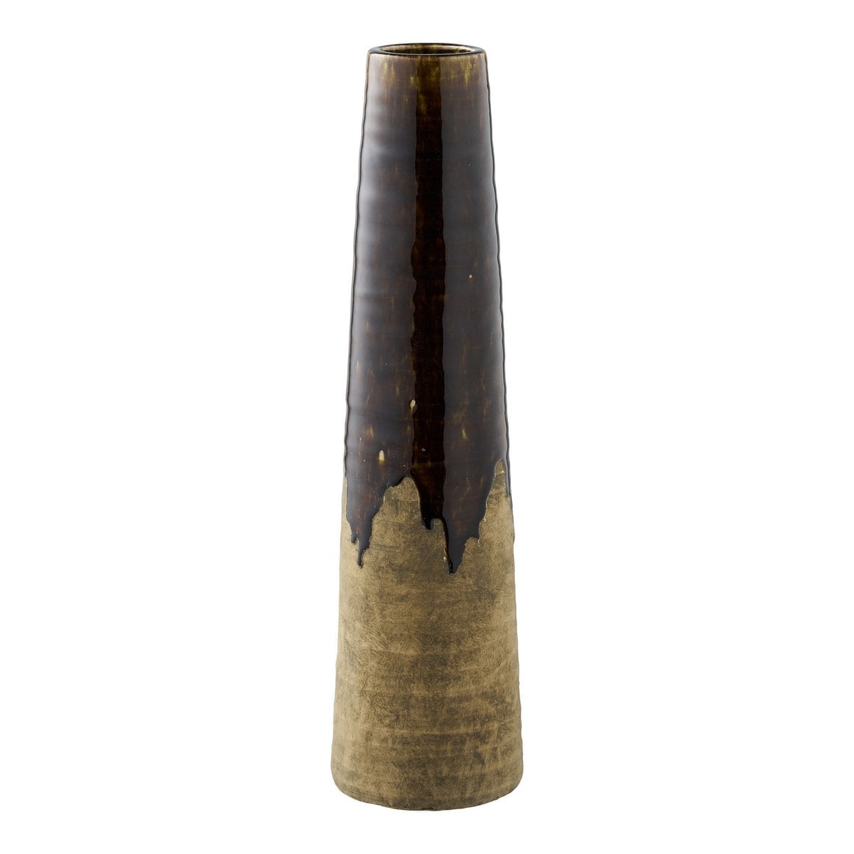 Vase en céramique marron avec design épuré, vue de face