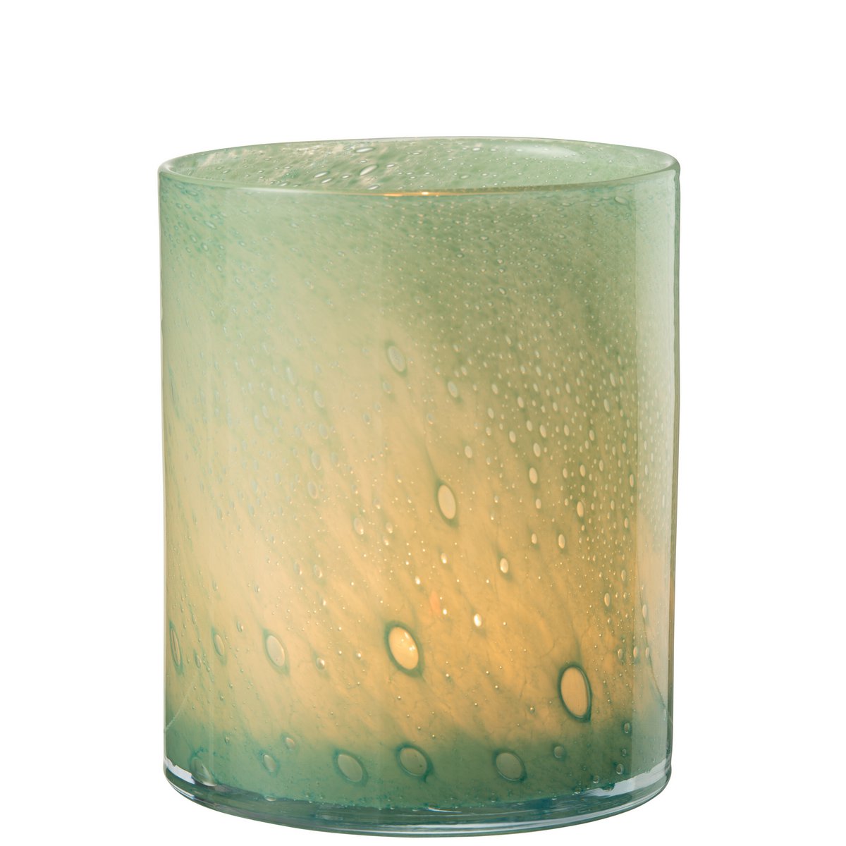 Vue rapprochée du Bougeoir Jade montrant les détails en verre.