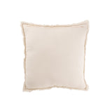 Détail des bords effilochés du coussin J-Line en coton blanc