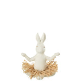 Figurine Rabbit Assis Yoga J-Line en céramique blanche, design élégant