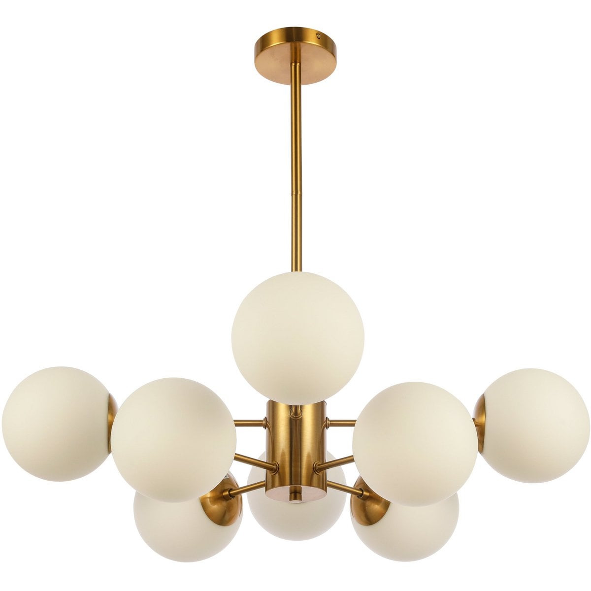 Suspension Gina Blanc Or 8 Lumières - Lustre moderne en laiton et verre blanc