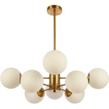 Suspension Gina Blanc Or 8 Lumières - Lustre moderne en laiton et verre blanc