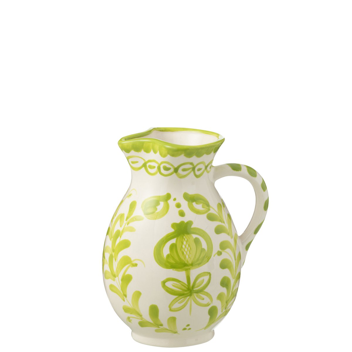 J-Line Jug Grenade en céramique blanche et verte - vue avant