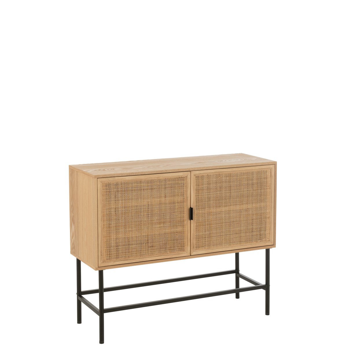 Cabinet J-Line en métal noir et bois naturel, vue avant