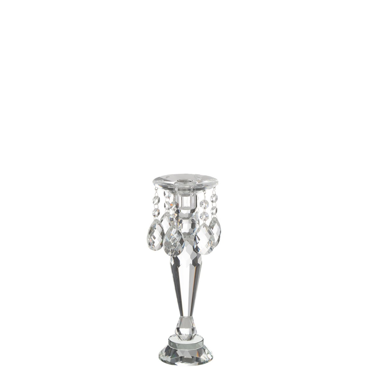 Bougeoir Louise en cristal transparent, vue de face