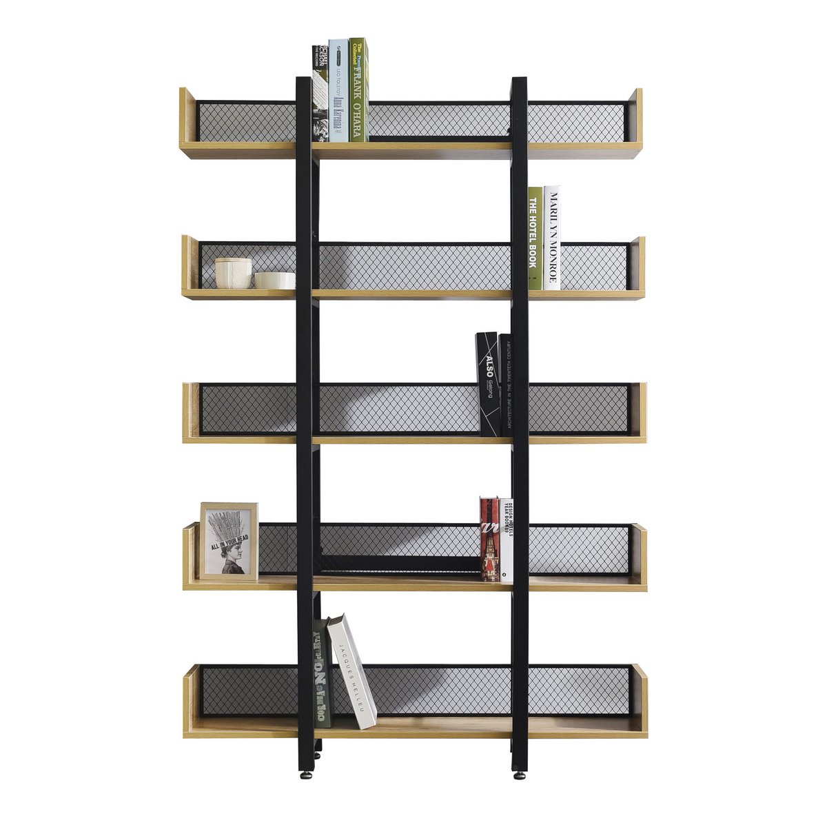 Étagère en bois et métal, détail des finitions
