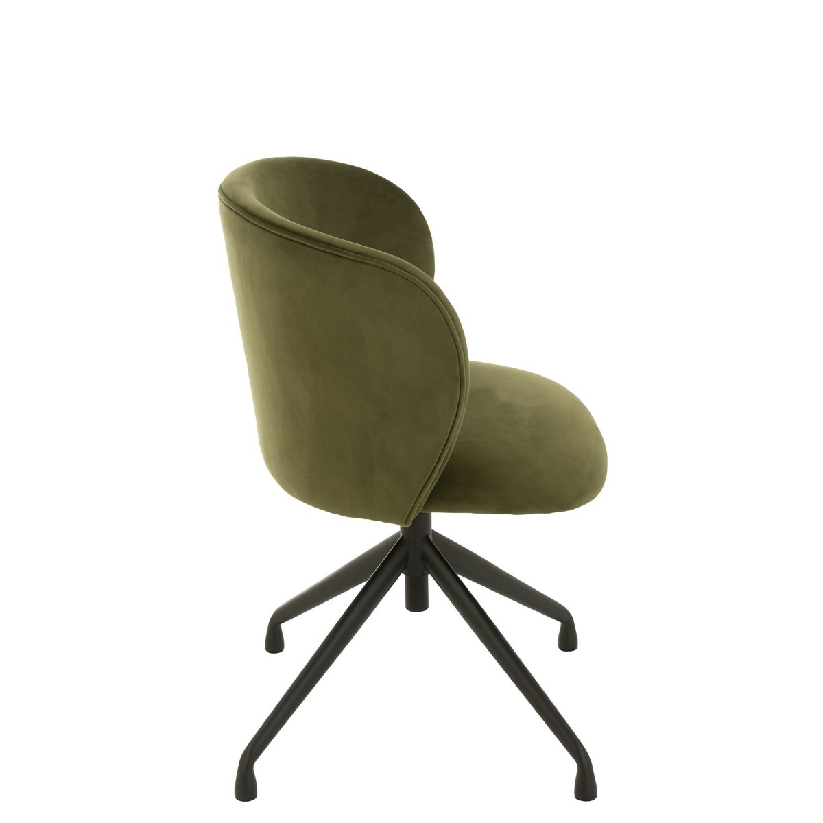 Chaise J-Line en velours vert foncé vue de profil