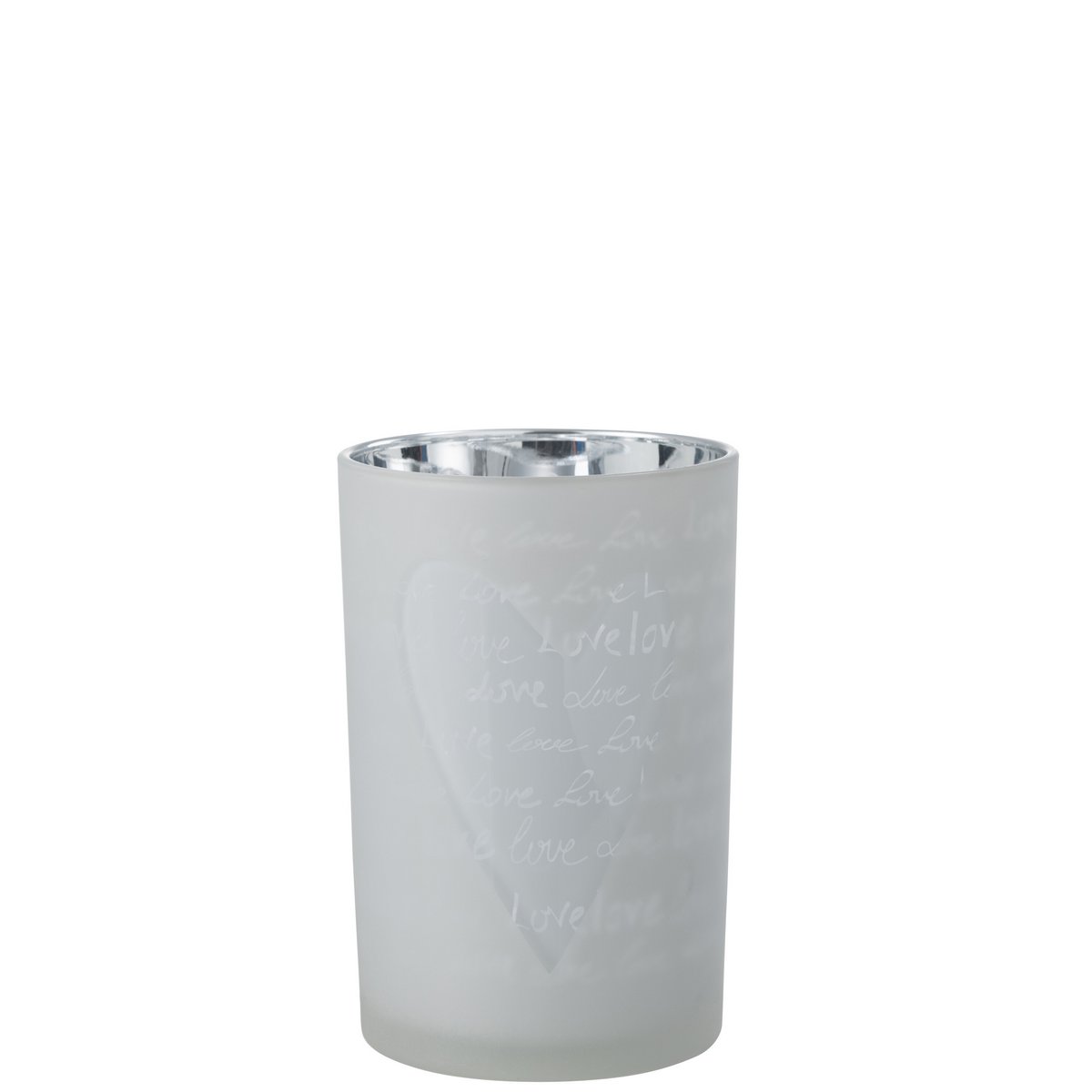 Photophore J-Line Love en verre blanc, vue de face