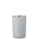 Photophore J-Line Love en verre blanc, vue de face