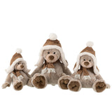Ours en peluche marron J-Line avec chapeau, vue frontale