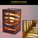 Décoration LED Lumière solaire "Hilda", 12,3 x 12,3 cm, 20 cm de haut, en plastique de haute qualité, à l'intérieur en or, finition métallique brun or, LED intégrée, blanc chaud