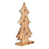 Déco en bois à LED sapin - vue avant avec éclairage chaleureux