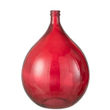 Vase J-Line en verre rouge, vue latérale montrant sa hauteur