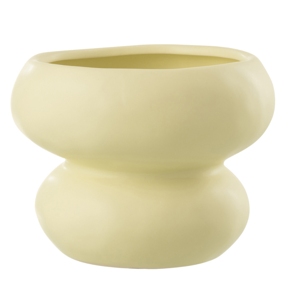J-Line Flowerpot Circle en porcelaine jaune clair, vue de face