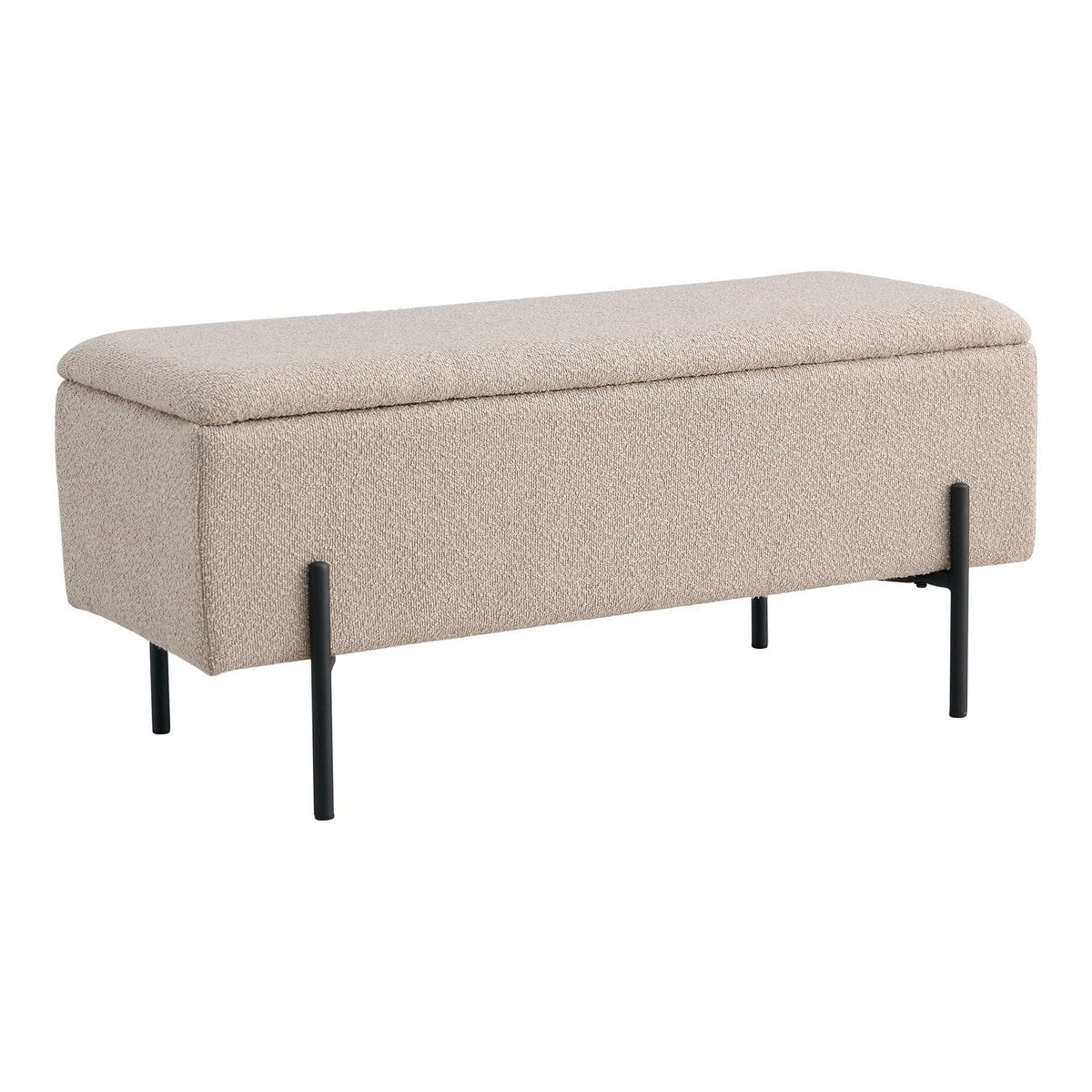 Détail du tissu bouclé beige du banc Watford