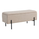 Détail du tissu bouclé beige du banc Watford